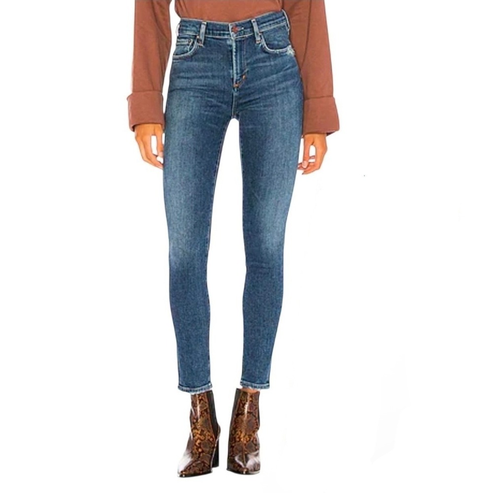 AGOLDE Sophie High Rise Skinny Jeans Distressed Tame Blue 28